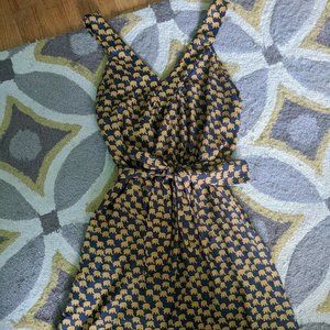 Quirky Navy And Yellow Elephant Print dress